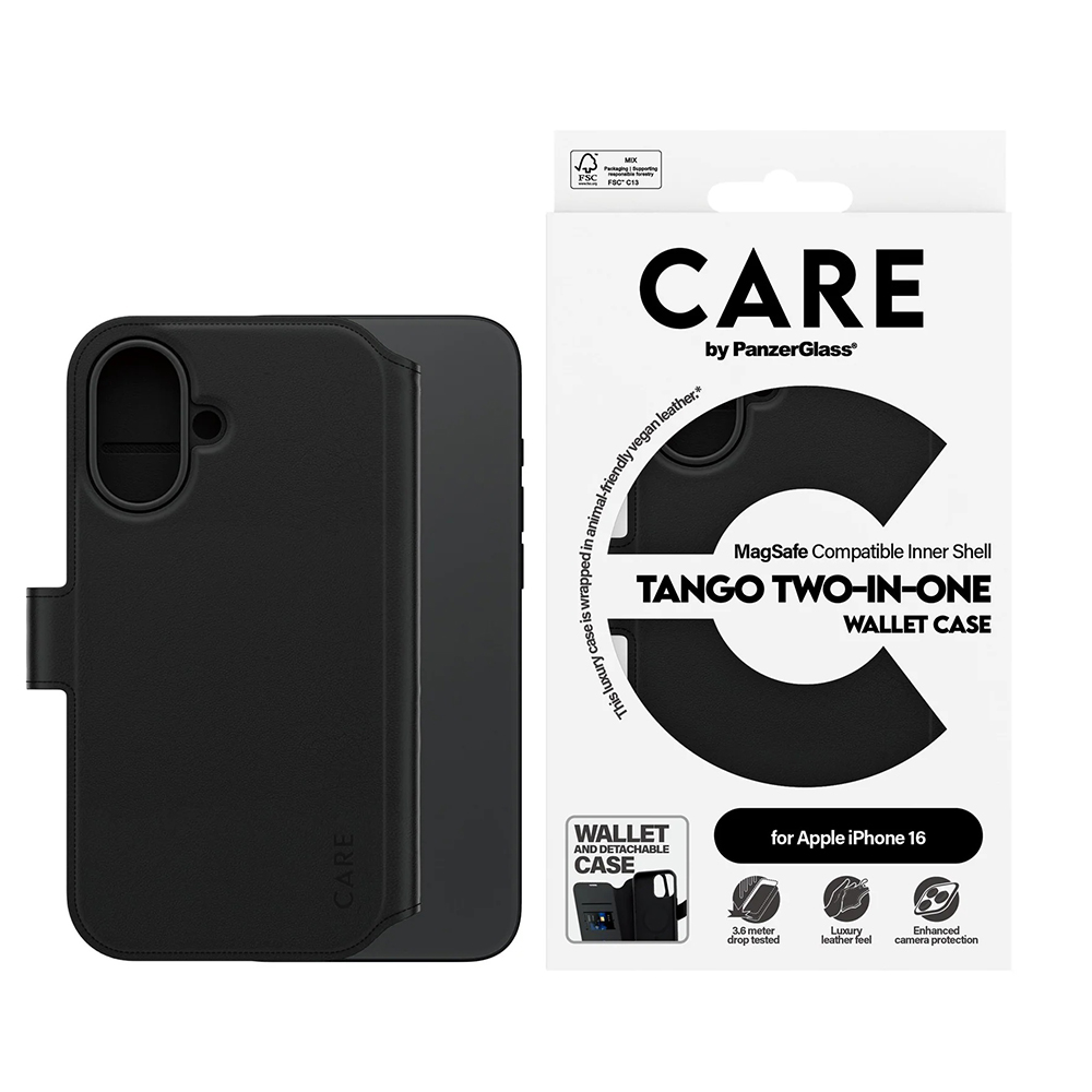Utilizare husă PanzerGlass® CARE Feature MagSafe Case Tango Two-in-One Wallet iPhone 16