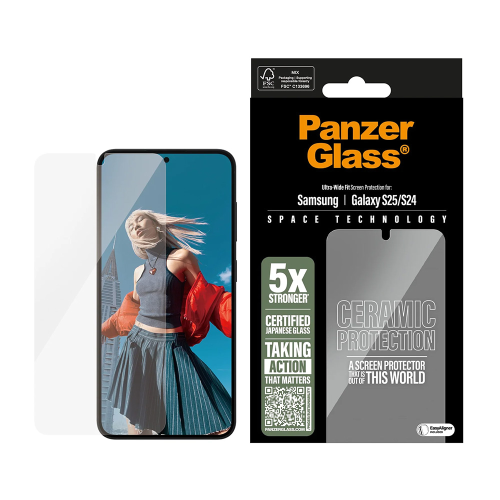 Folie PanzerGlass® Ultra-Wide Fit Ceramic Screen Protector w. EasyAligner Samsung Galaxy S25 / S24