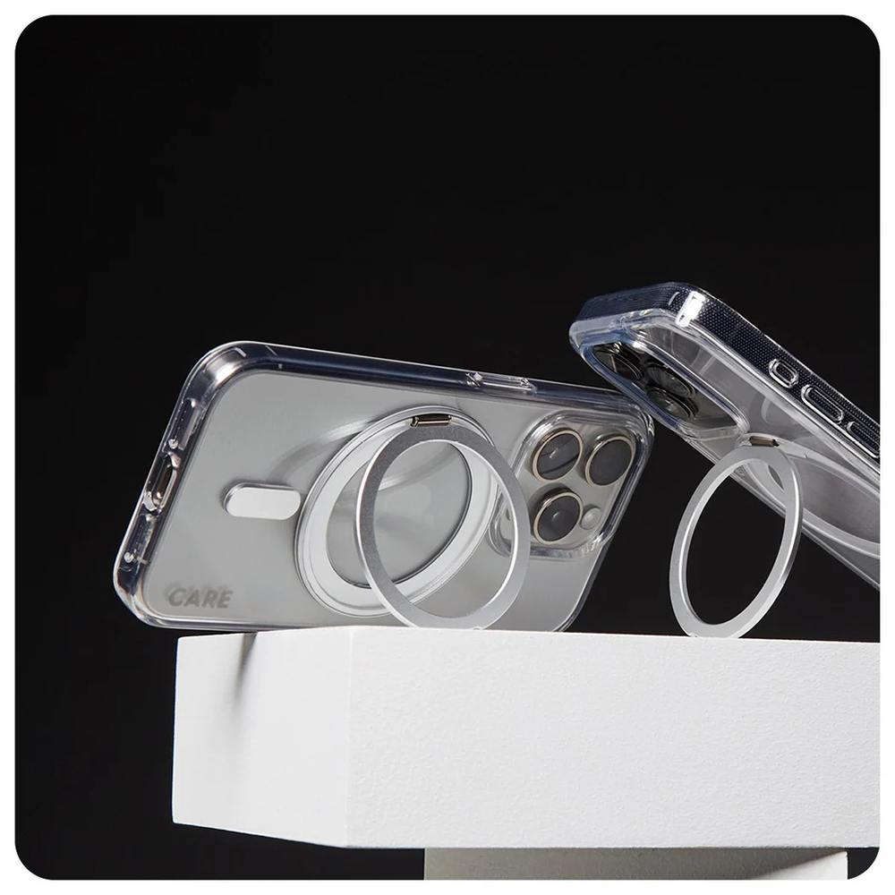Utilizare husă PanzerGlass® CARE Feature Silver Kickstand & MagSafe iPhone 16 Pro
