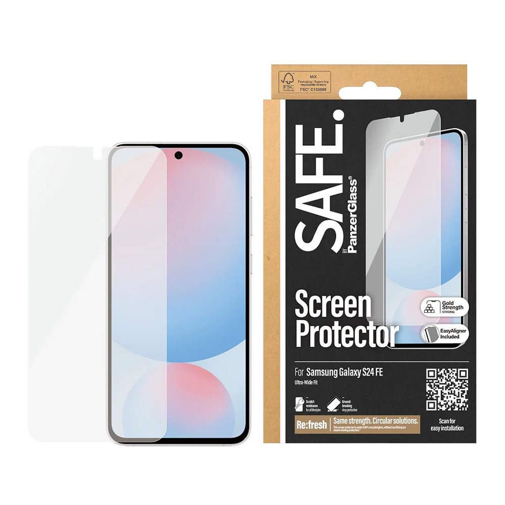 Folie PanzerGlass® SAFE. Ultra-Wide Fit Screen Protector w. Aligner Samsung Galaxy S24 FE