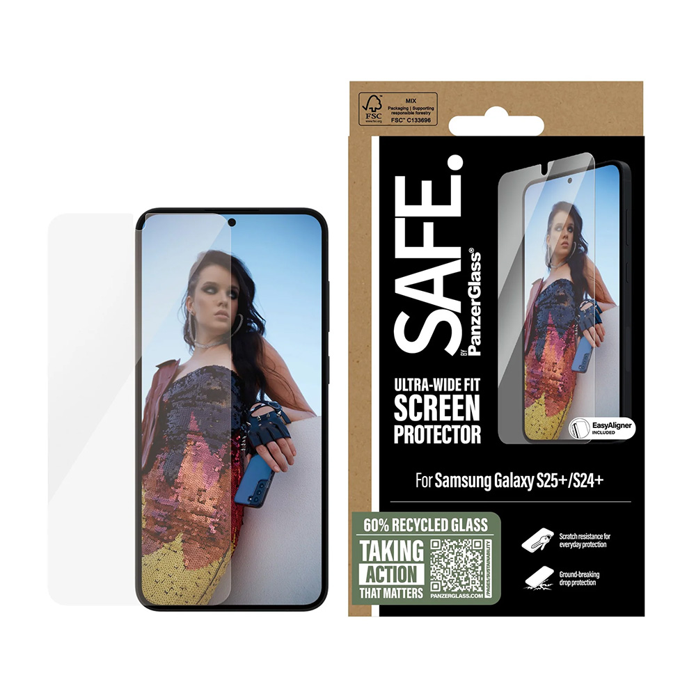Folie PanzerGlass® SAFE. Ultra-Wide Fit Screen Protector w. Aligner Samsung Galaxy S25 Plus / S24 Plus
