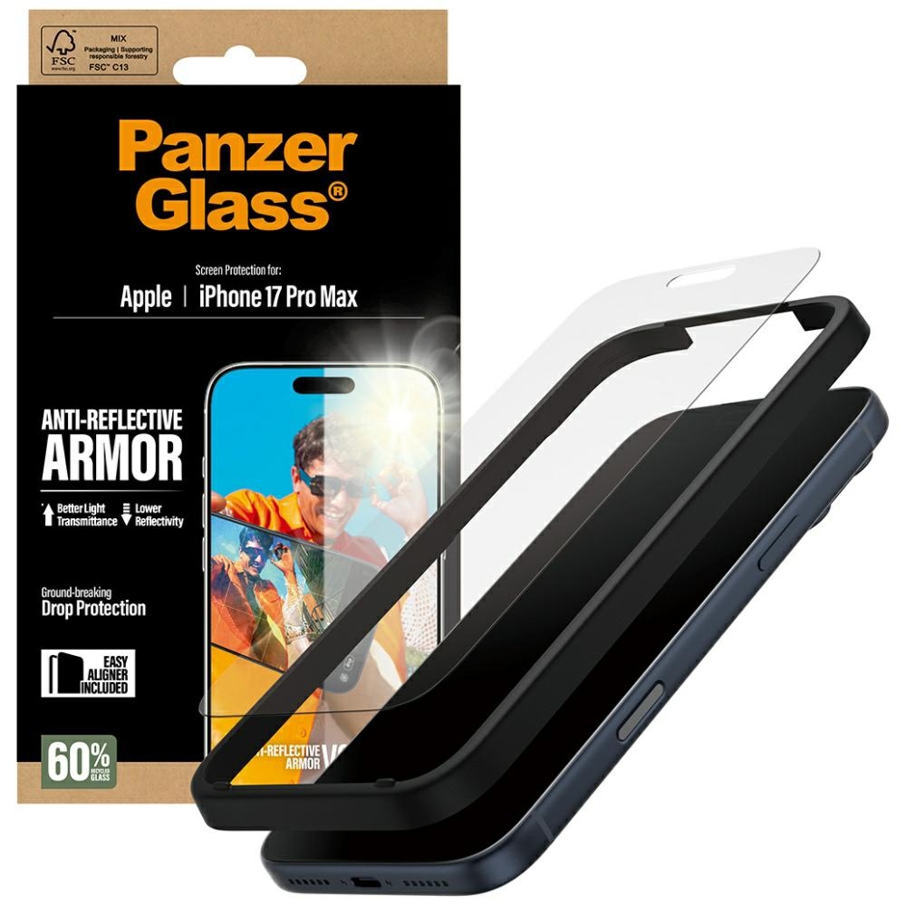 Folie PanzerGlass® Anti-Reflective Armor Screen Protector w. EasyAligner iPhone 17 Pro Max