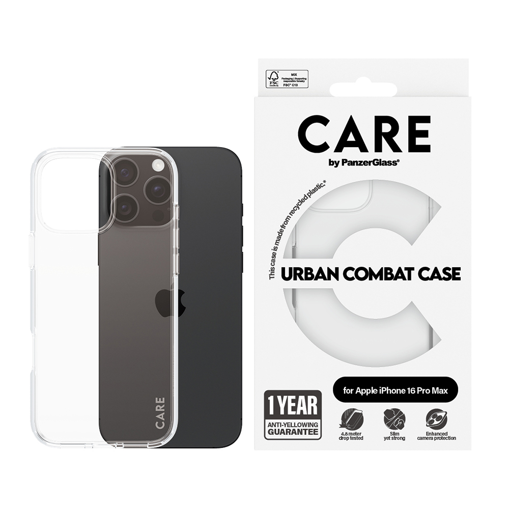 Utilizare husă PanzerGlass® CARE Flagship Urban Combat iPhone 16 Pro