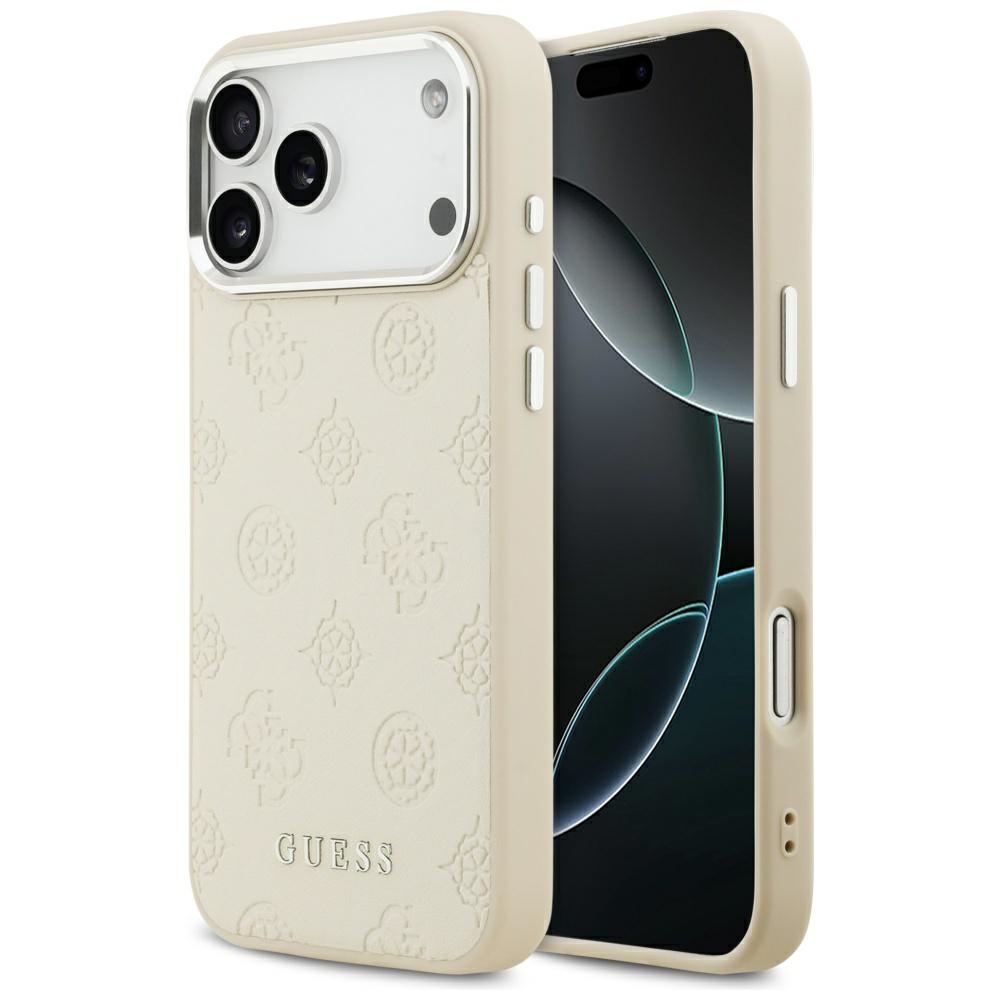 Калъф за iPhone 17 Pro Max - Guess Peony Hot Stamp Script MagSafe (GUHMP17XPSPOSPOSSSE) - Бежов