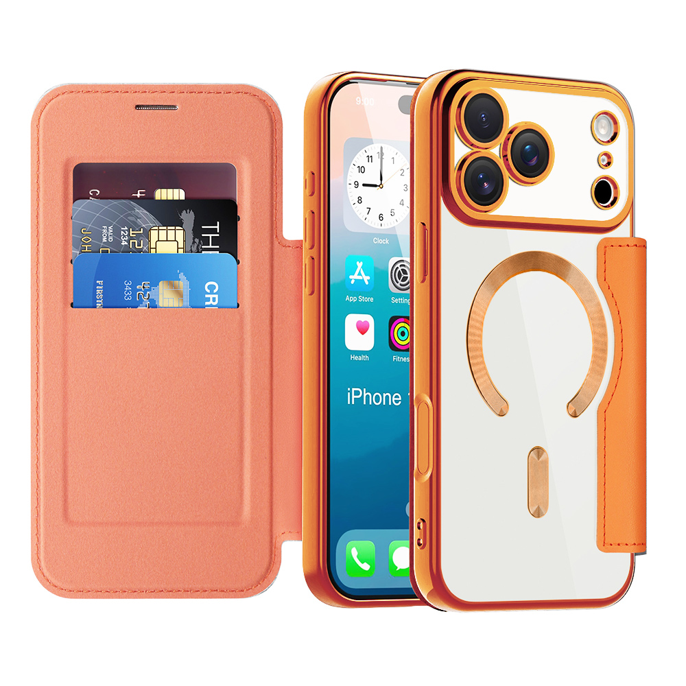 Калъф за iPhone 17 Pro - Techsuit SmartMag Book Case - Оранжев