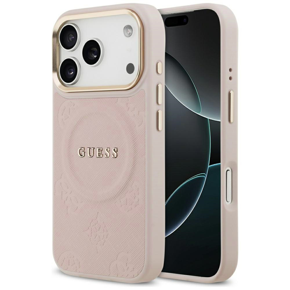 Калъф за iPhone 17 Pro Max - Guess Peony Hot Stamp MagSafe (GUHMP17XPSAMSECP) - Розов