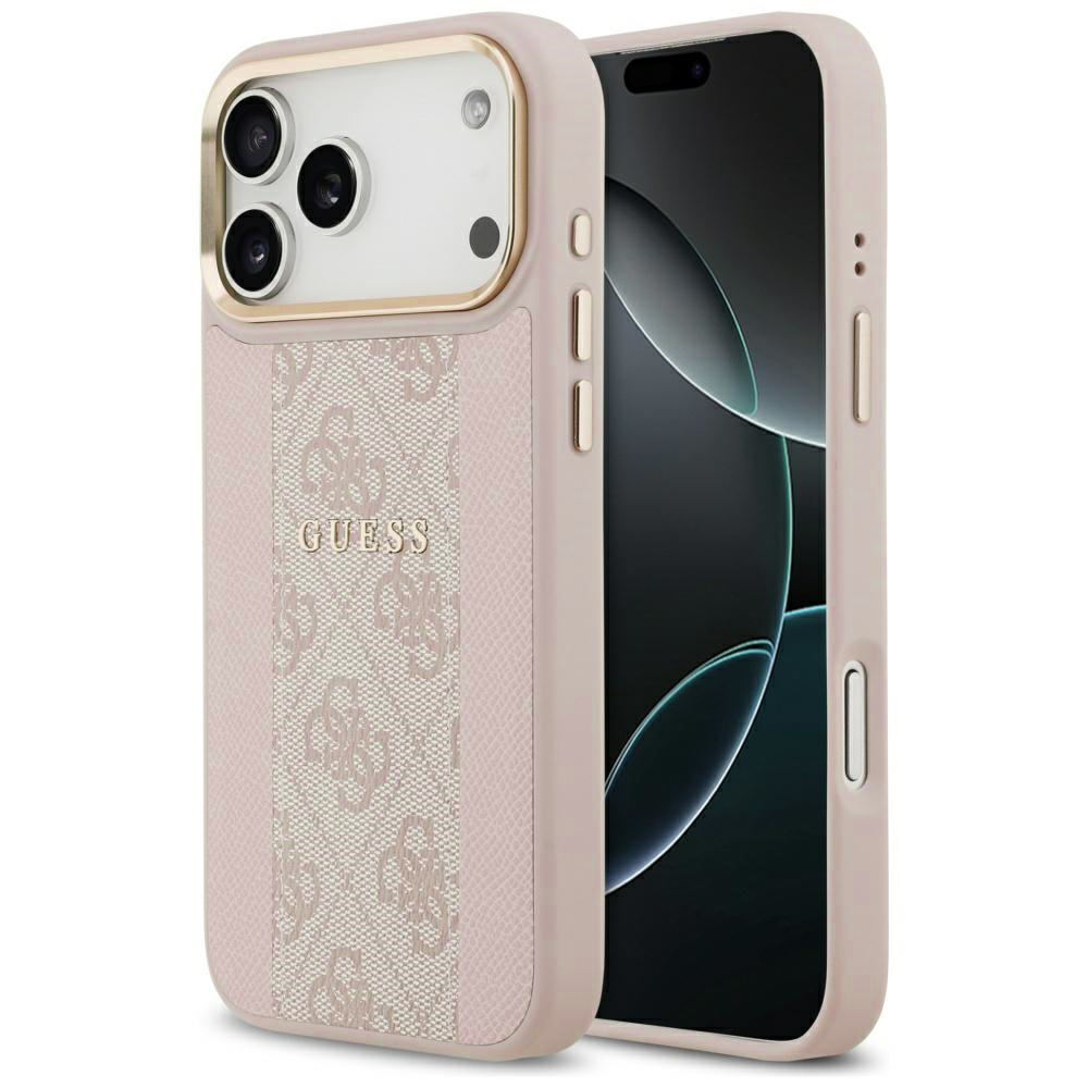 Калъф за iPhone 17 Pro Max - Guess Hardcase 4G Stripe MagSafe (GUHMP17XPG4SEMCP) - Розов