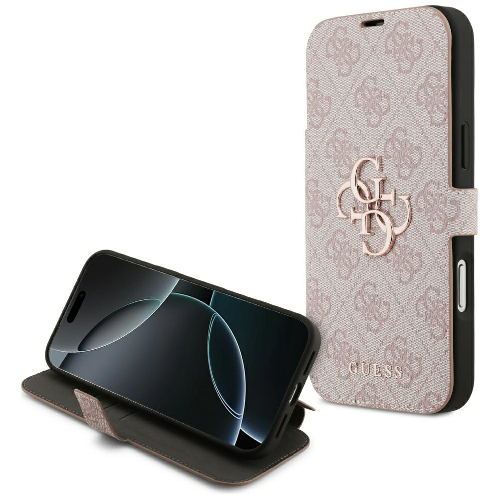 Калъф за iPhone 17 Pro - Guess Book 4G Metal Logo (GUBKP17L4G4GMGPI) - Розов