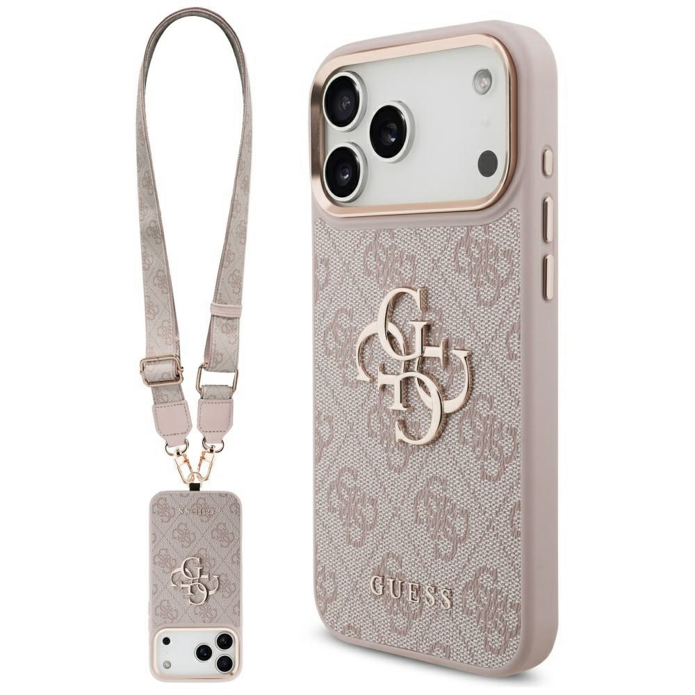 Калъф за iPhone 17 Pro - Guess Big 4G Classic Logo with Big Strap Metal Buttons (GUHCP17LP4G4G4BCSP) - Розов