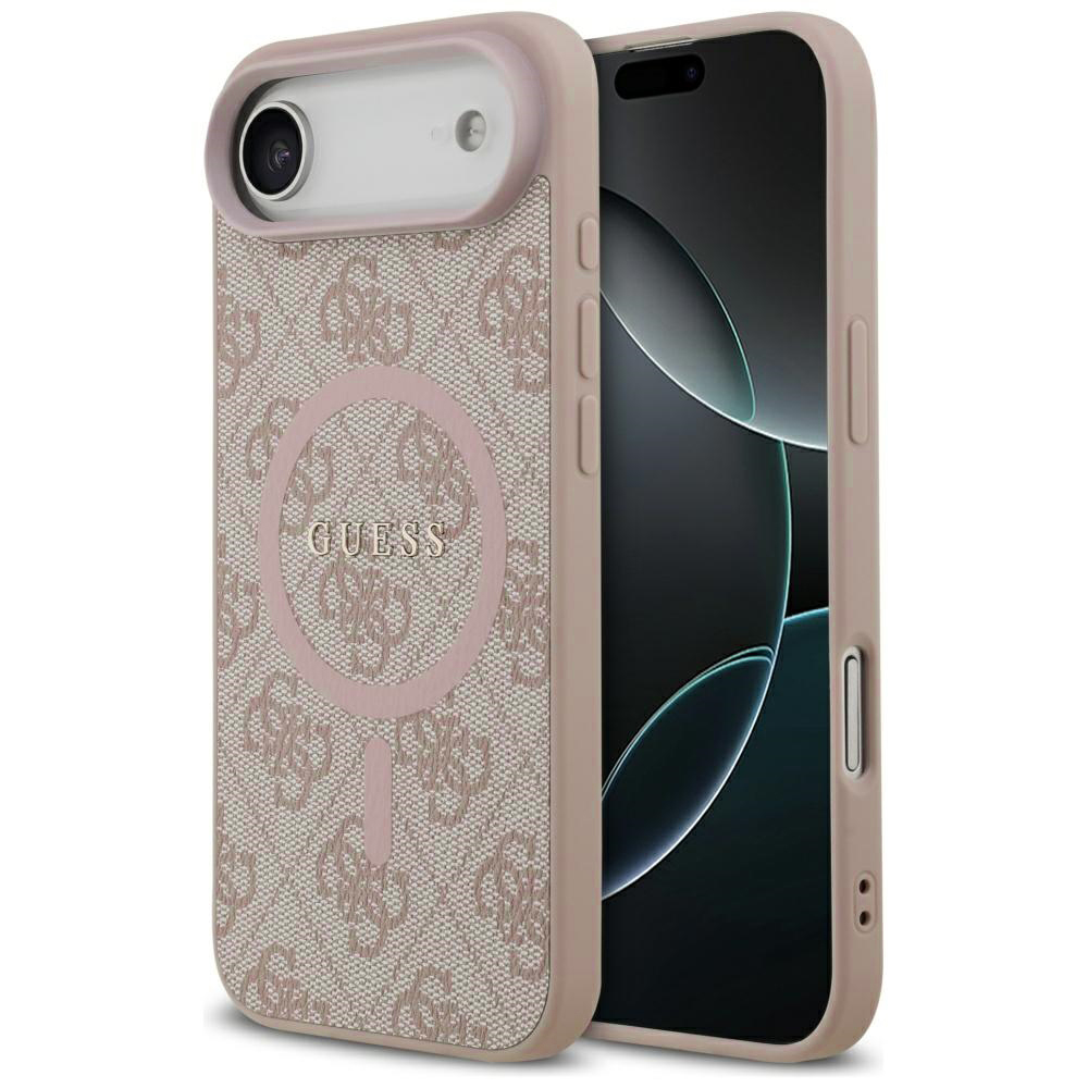 Калъф за iPhone 17 Air - Guess 4G Ring Classic Classic Logo MagSafe (GUHMP17MG4GFRP) - Розов