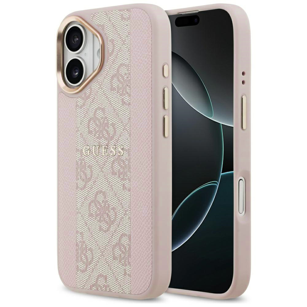 Калъф за iPhone 17 - Guess Hardcase 4G Stripe MagSafe (GUHMP17SPG4SEMCP) - Розов