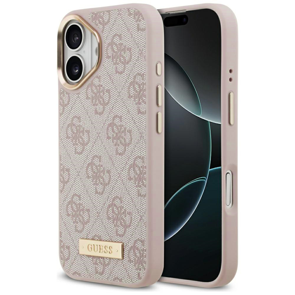 Калъф за iPhone 17 - Guess Hardcase 4G Logo Plate MagSafe (GUHMP17SU4GPRP) - Розов