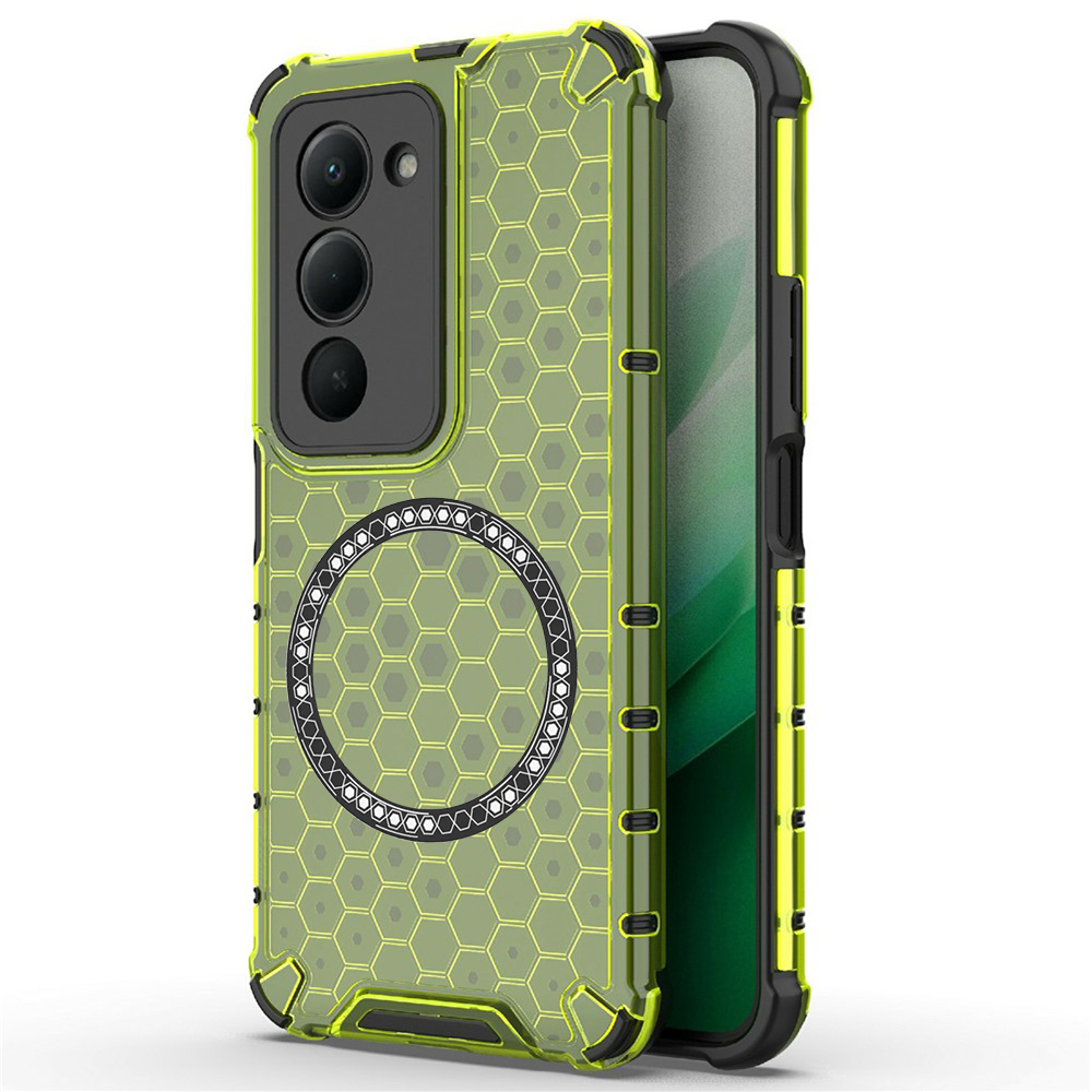 Прозрачен калъф за Xiaomi Redmi 15 4G / Redmi 15 5G - Techsuit HoneyComb Shield MagSafe MagSafe - Lime Зелен