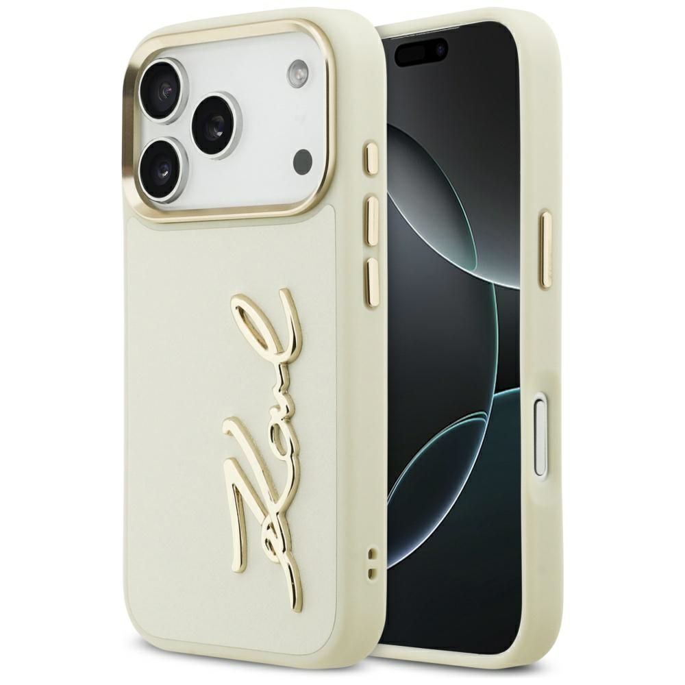 Калъф за iPhone 17 Pro Max - Karl Lagerfeld Hardcase Script Logo (KLHCP17XPSKMGVE) - Бежов