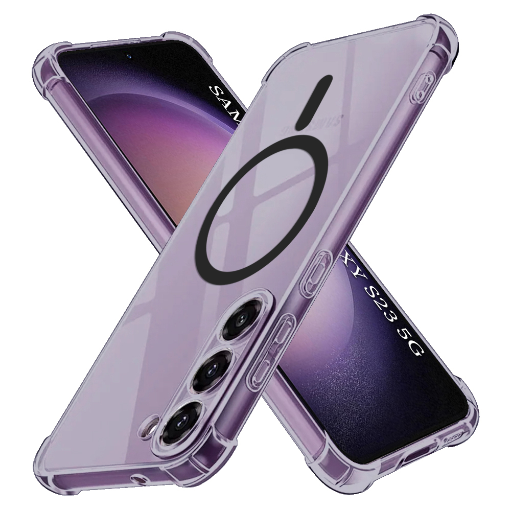 Калъф за Samsung Galaxy S23 - Techsuit Shockproof Прозрачен Silicone MagSafe - Smoke Черен