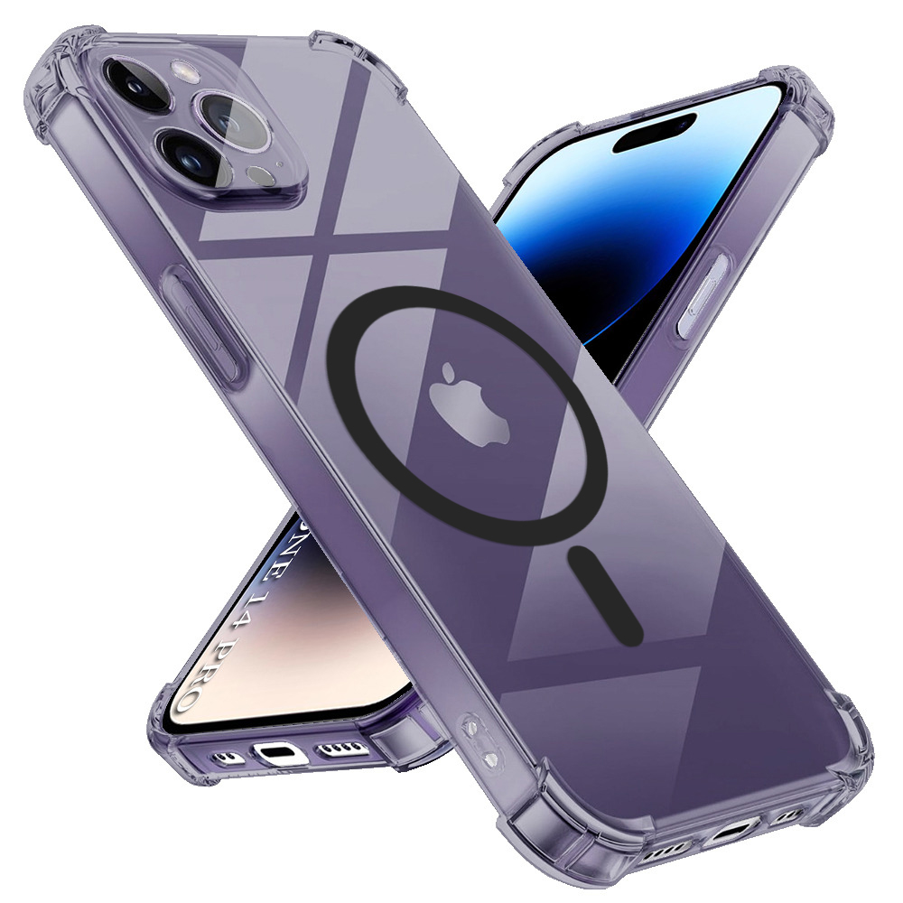 Калъф за iPhone 14 Pro - Techsuit Shockproof Прозрачен Silicone MagSafe - Smoke Черен