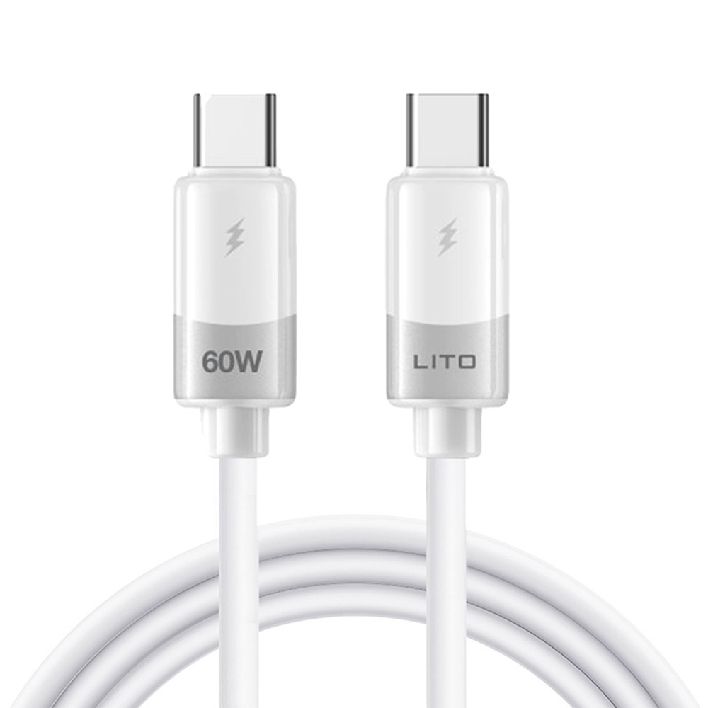 Кабел за бързи данни с USB-C - Lito Liquid Silicone (LD07) - Бял