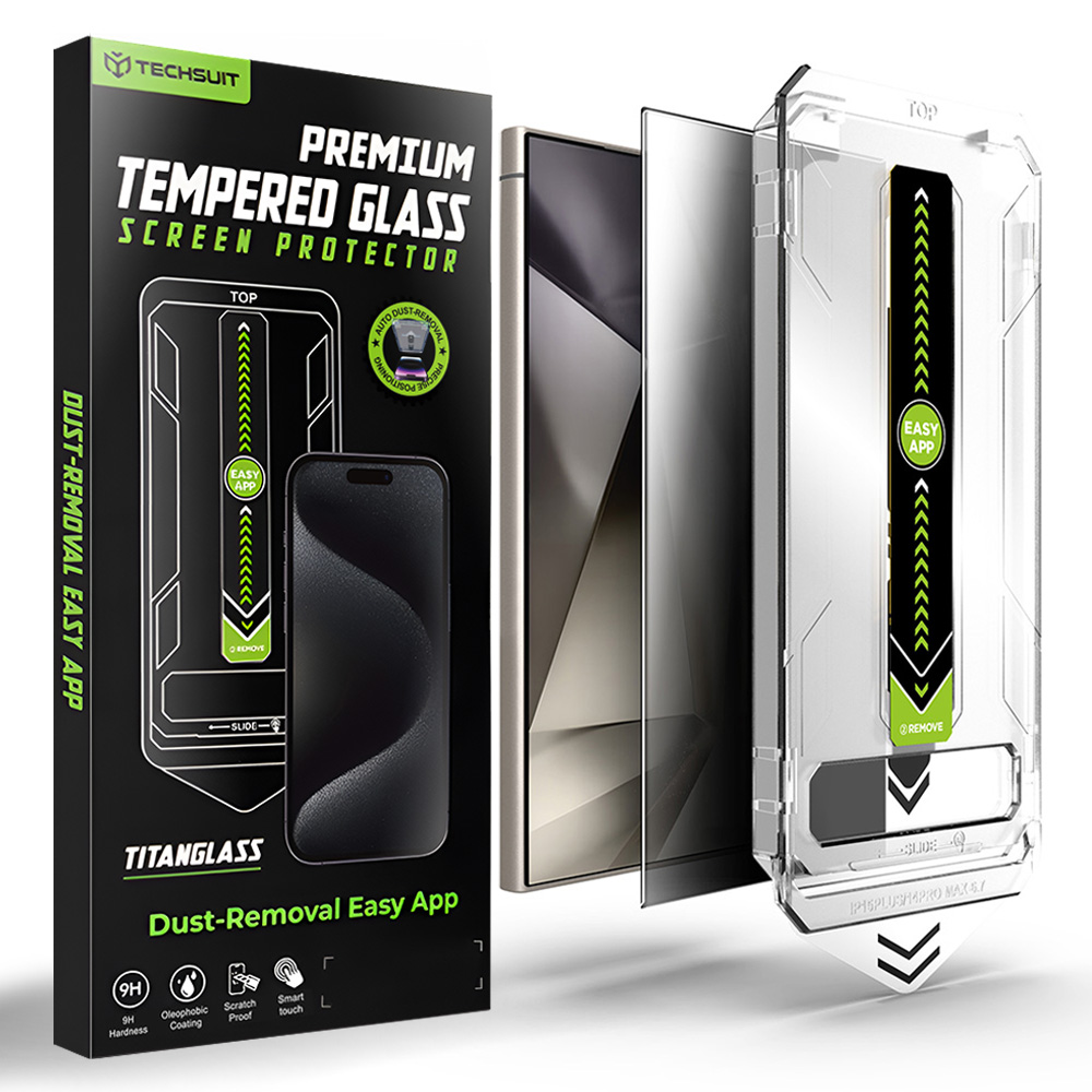 Капак за Samsung Galaxy S24 Ultra - Techsuit TitanGlass CrystalHD [Съвместим с отключване с пръстов отпечатък] - Поверителност