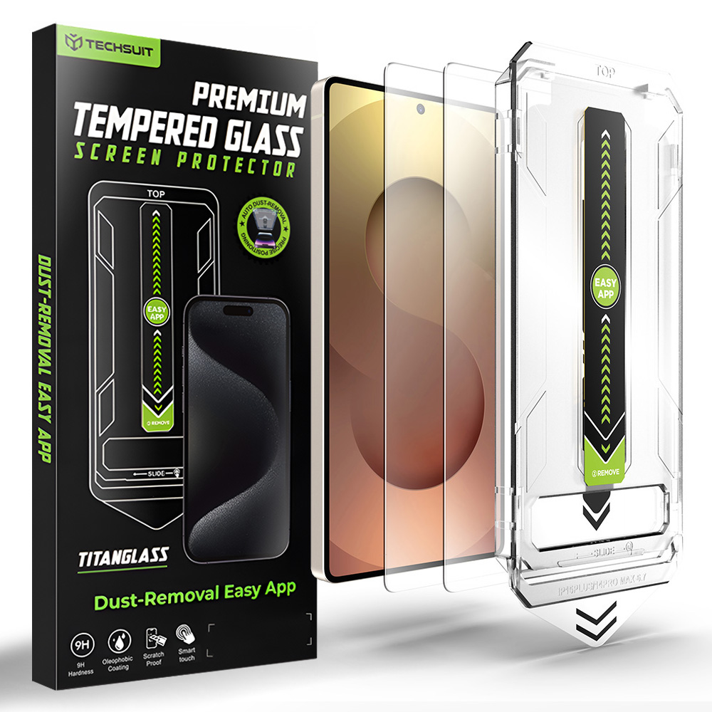 Капак за Samsung Galaxy S25 Ultra (комплект 2) - Techsuit TitanGlass CrystalHD [съвместим с отключване с пръстов отпечатък] - Прозрачен