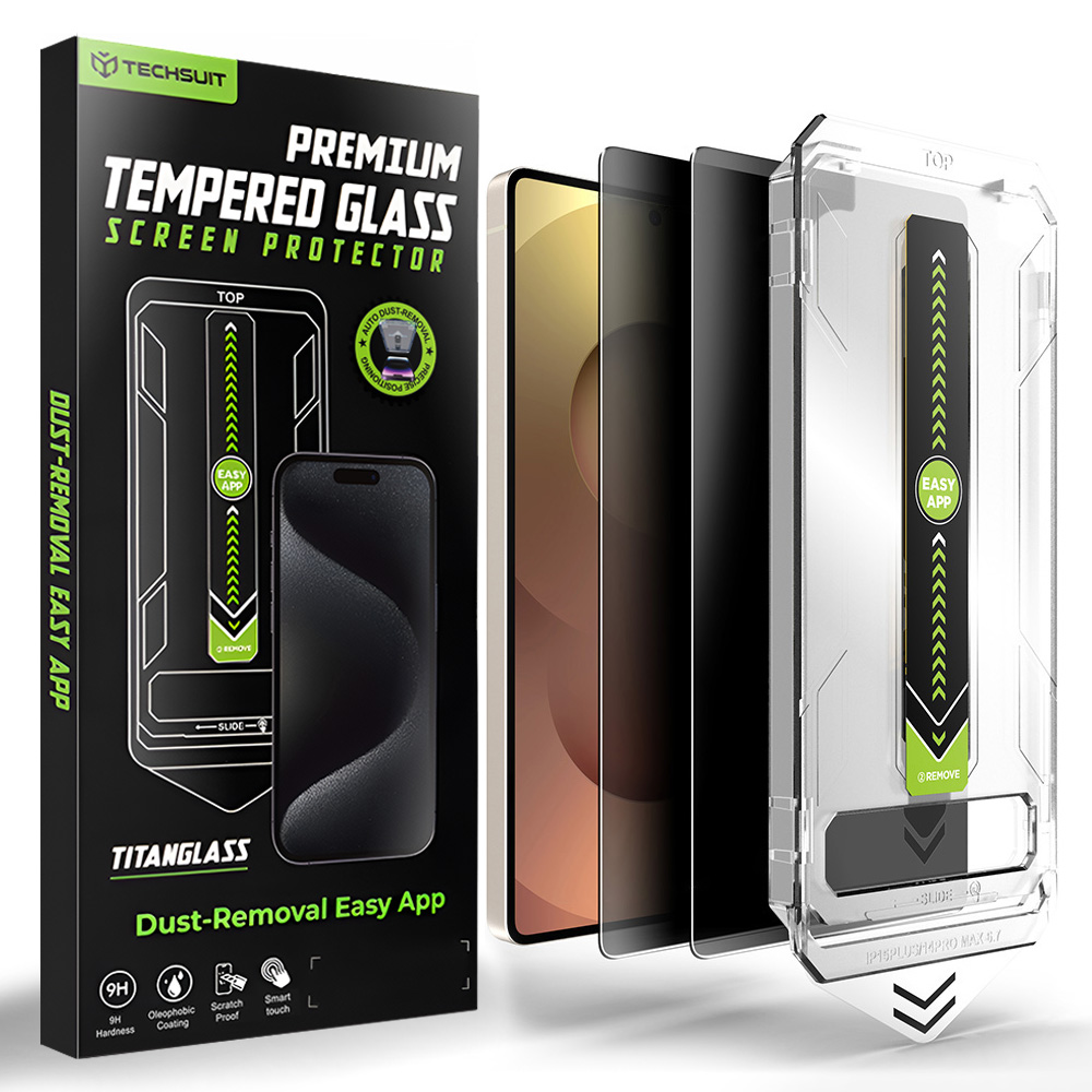 Калъф за Samsung Galaxy S25 Ultra (комплект 2) - Techsuit TitanGlass CrystalHD [Съвместимо отключване с пръстов отпечатък] - Поверителност