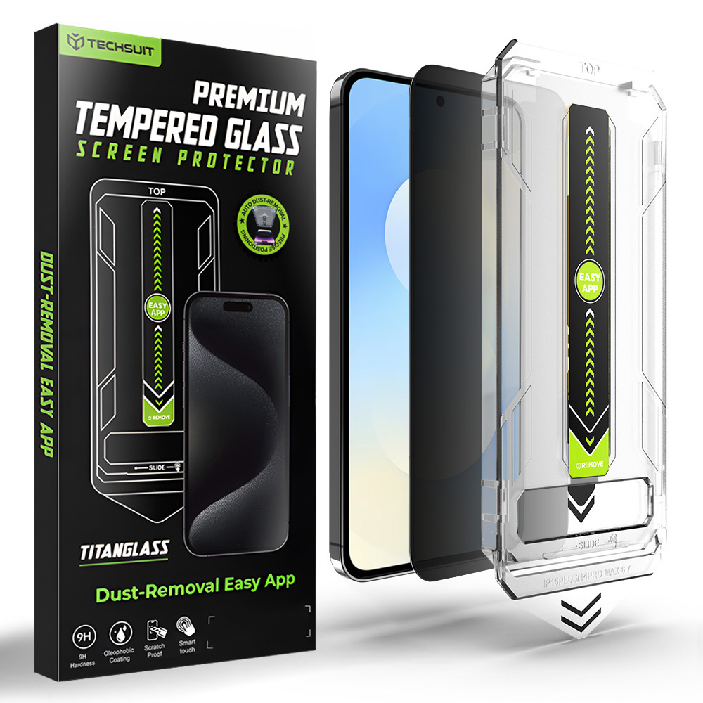Капак за Samsung Galaxy S25 FE / A57 - Techsuit TitanGlass CrystalHD [Съвместим с отключване с пръстов отпечатък] - Поверителност