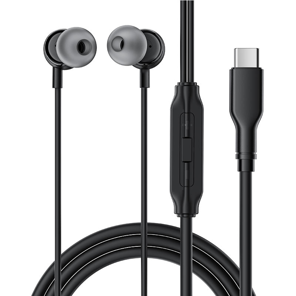 Гъвкави кабелни слушалки, за поставяне в ушите, USB-C, 1,2 м - Acefast (L8) - черни