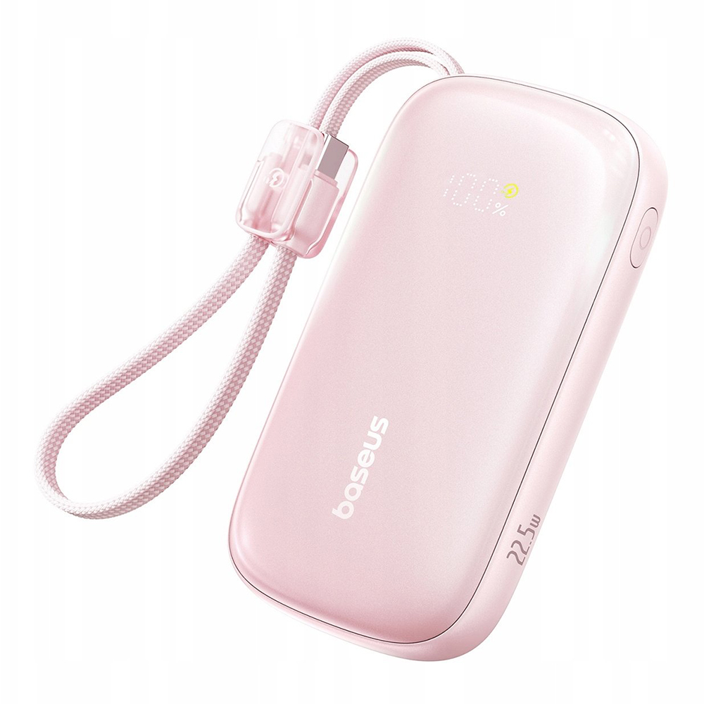 Power Bank, разглобяем кабел, 20000mAh, 22.5W, цифров дисплей, USB, USB-C - Baseus EnerFill FC21 Qpow 3 Ultra (E0027M02) - Nebula Розов