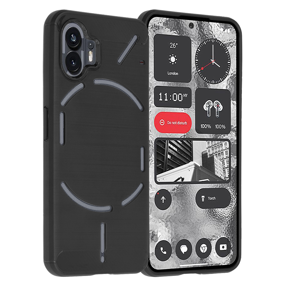 Калъф за телефон Nothing (2) - Techsuit Carbon Silicone - Черен
