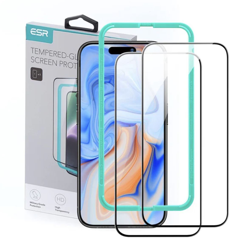 Калъф за iPhone 16 Pro (комплект 2) - ESR Tempered Glass - Черен