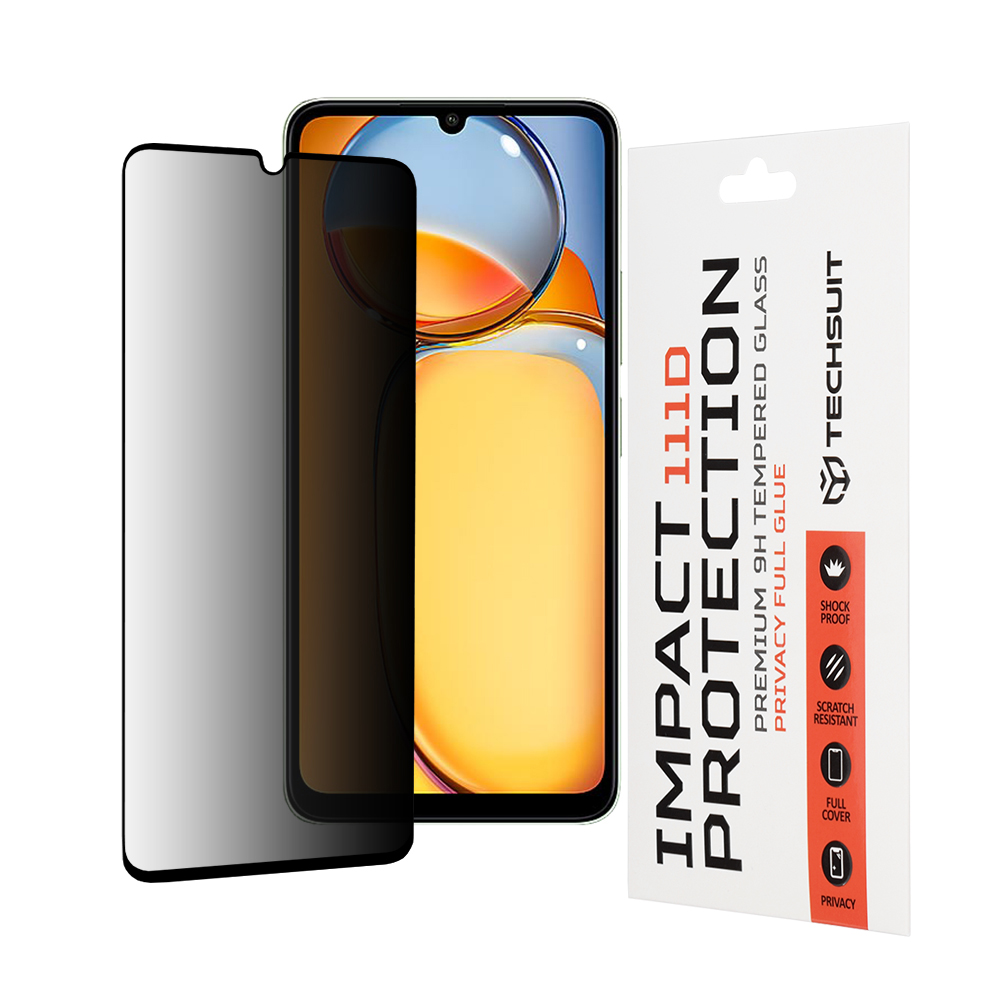 Калъф за Xiaomi Redmi 13C 4G / Redmi 13C 5G / Poco C65 - Techsuit 111D Privacy Full Glue - Черен