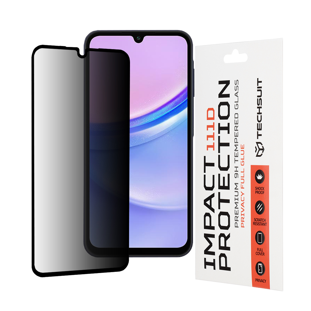 Калъф за Samsung Galaxy A15 4G / A15 5G / M15 - Techsuit 111D Privacy Full Glue - Черен