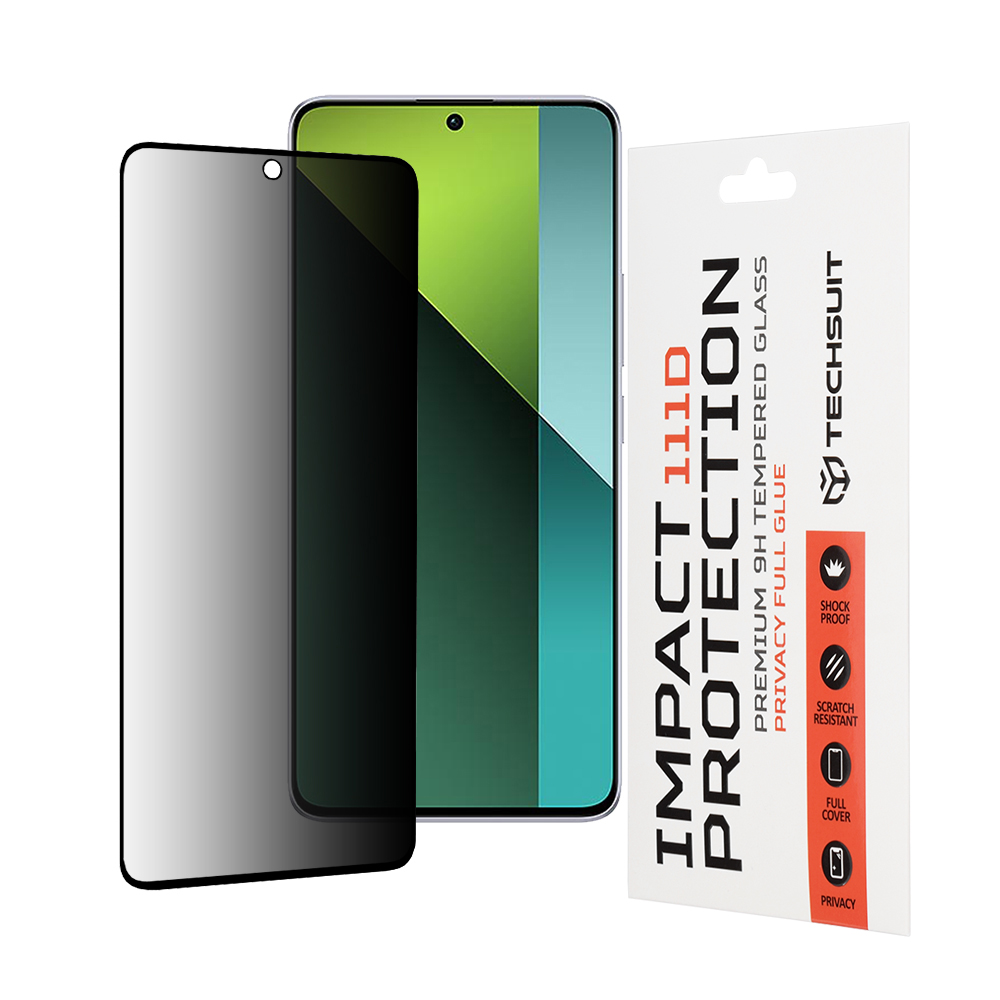 Калъф за Xiaomi Redmi Note 13 Pro 5G / Poco X6 - Techsuit 111D Privacy Full Glue - Черен