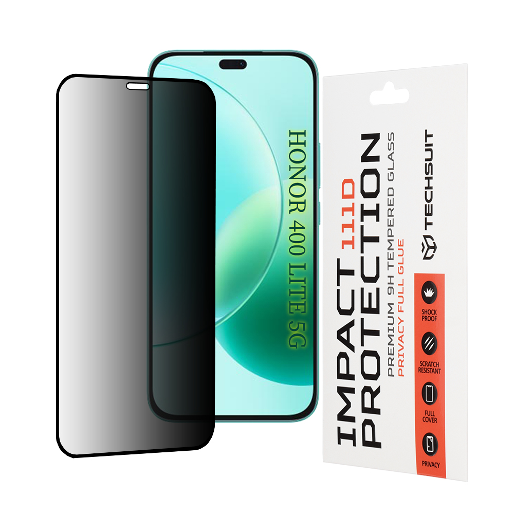 Капак за Honor X8b / X8c / 400 Lite - Techsuit 111D Privacy Full Glue - Черен