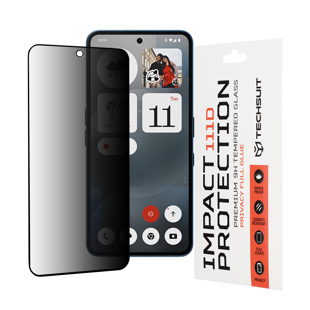 Case for Nothing Phone (3a) / (3a) Pro - Techsuit 111D Privacy Full Glue - Черен