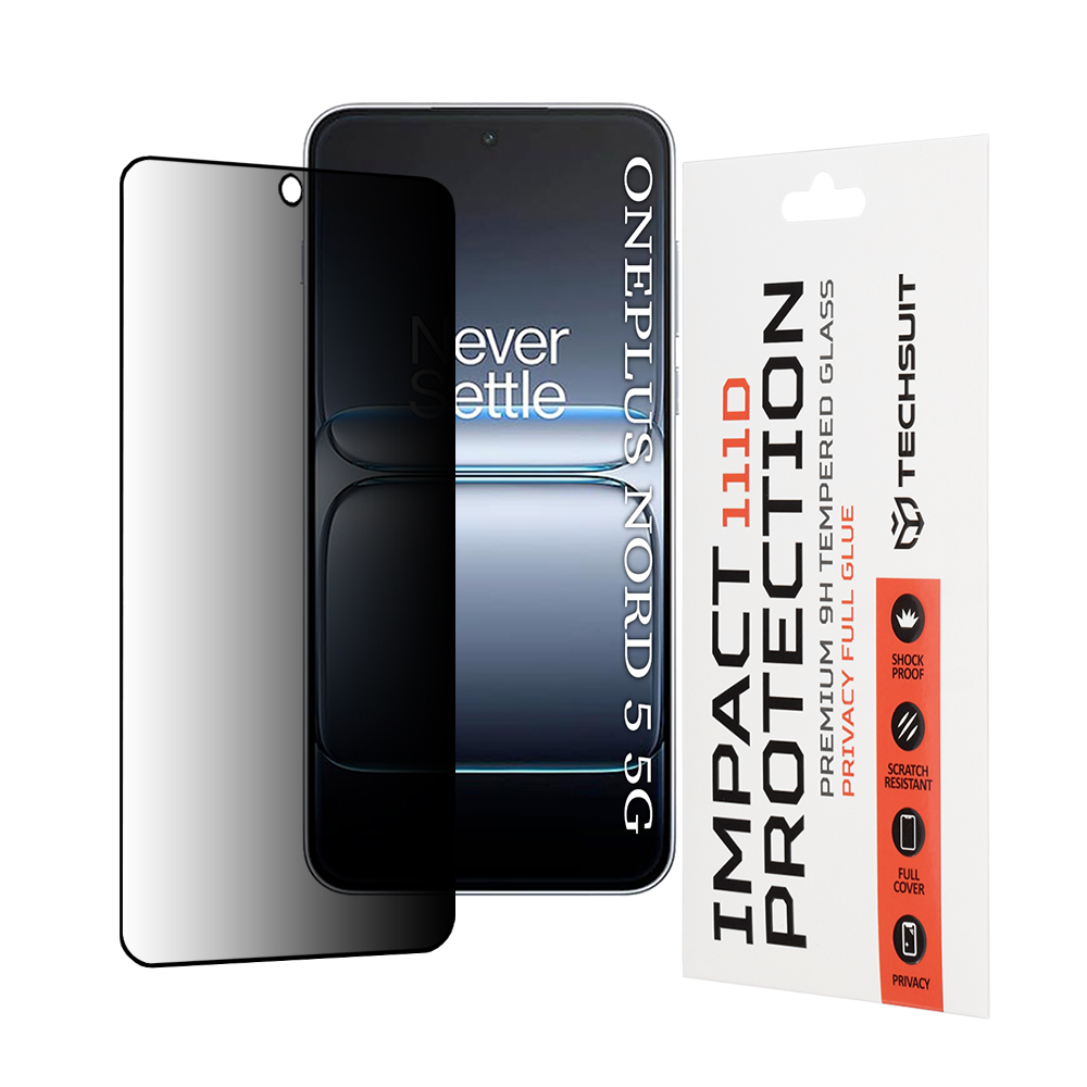 Фолио за OnePlus Nord 5 - Techsuit 111D Privacy Full Glue - черно