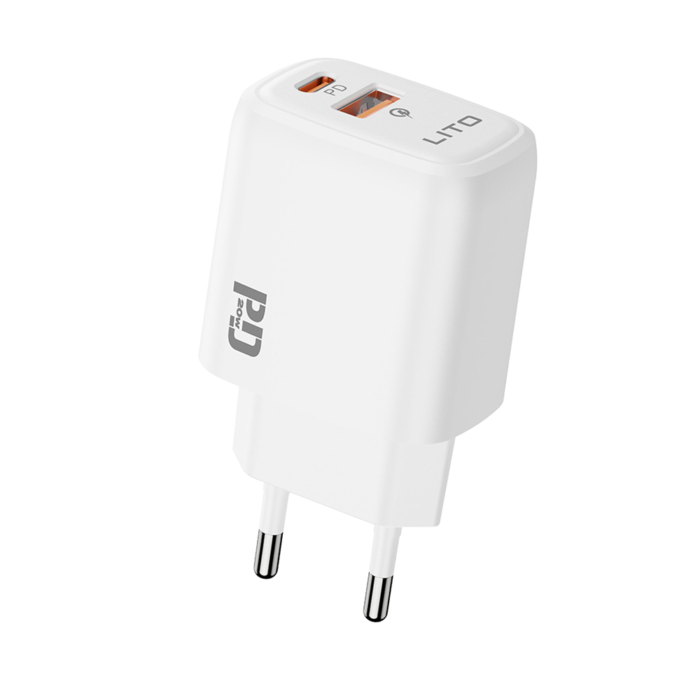Зарядно за контакт, Type-C, 20W, 5V/3A - Lito (LC28) - Бяло