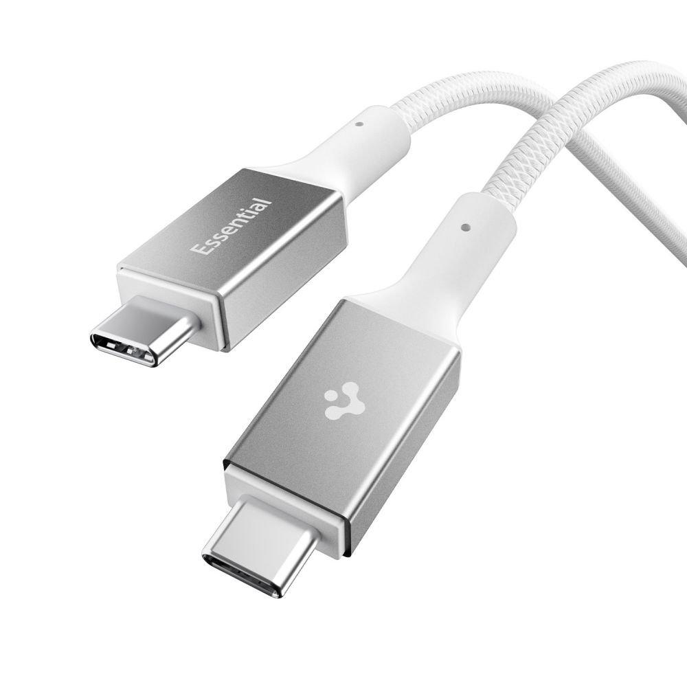 Кабел Type-C към Type-C, 100W, 5Gbps, 1.5m - Spigen Essential EB10015CC (ACA10420) - Бял