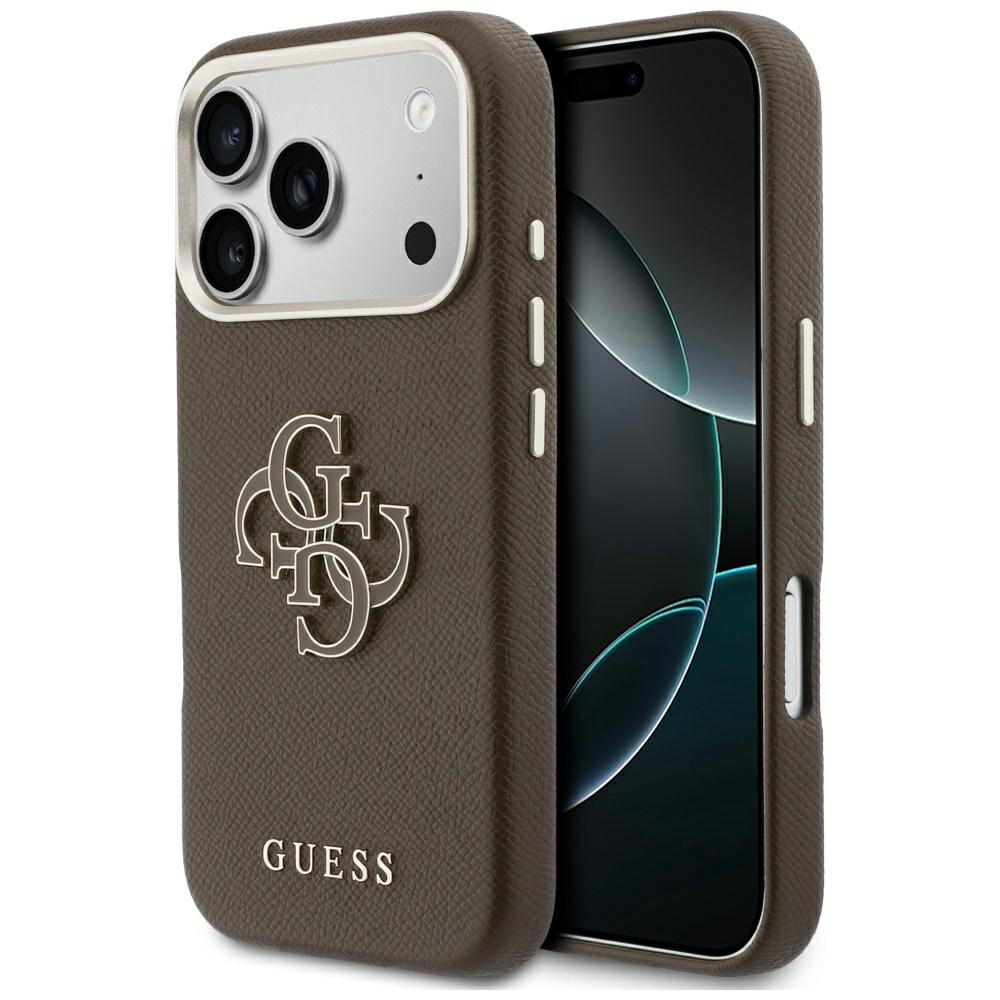 Калъф за iPhone 17 Pro - Guess Hardcase Resin Logo (GUHCP17L5PS4RGGW) - Кафяв