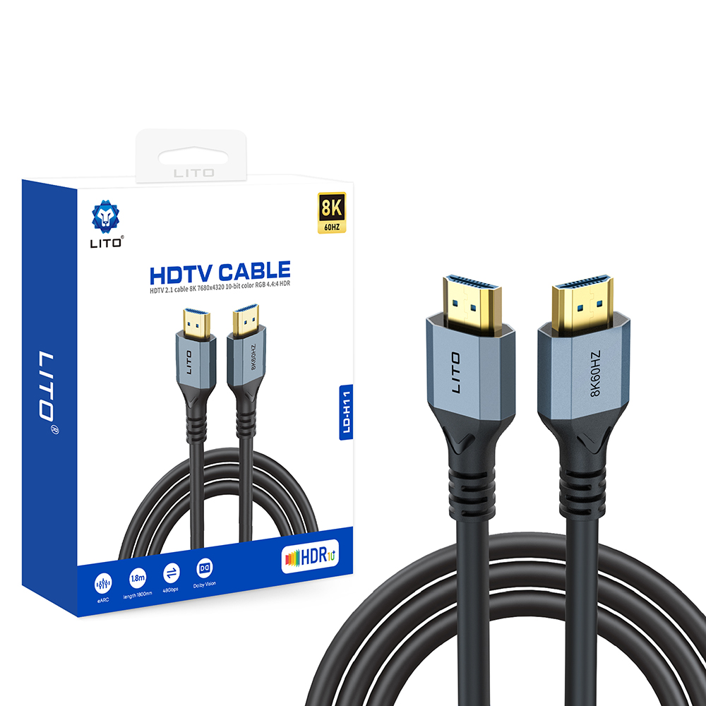 HDMI към HDMI видео кабел, 8K@60Hz, цветен RGB 4.4:4 HDR, 1.8m - Lito (LD-H11) - Черен