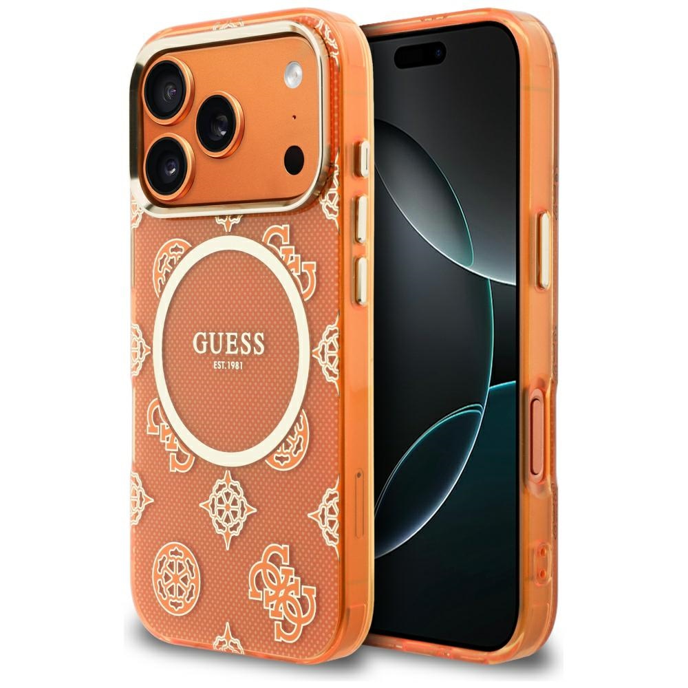 Калъф за iPhone 17 Pro Max - Guess IML Peony Dot MagSafe (GUHMP17X5HPOEDO) - Оранжев