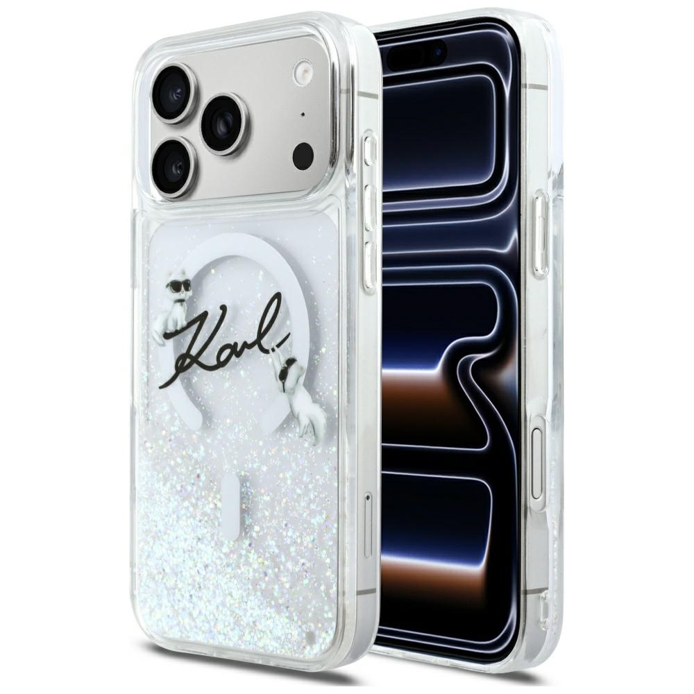 Калъф за iPhone 17 Pro Max - Karl Lagerfeld Glitter Karl Script Logo MagSafe (KLHMP17X6LKSCAMT) - Прозрачен