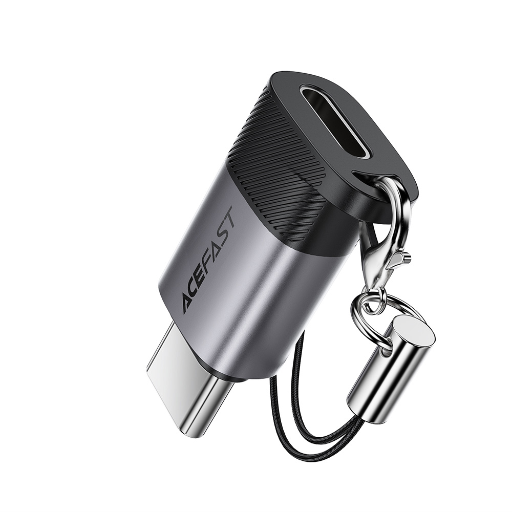 USB-C към iPhone адаптер, 60W, USB2.0, ремък - Acefast (J19) - Сив