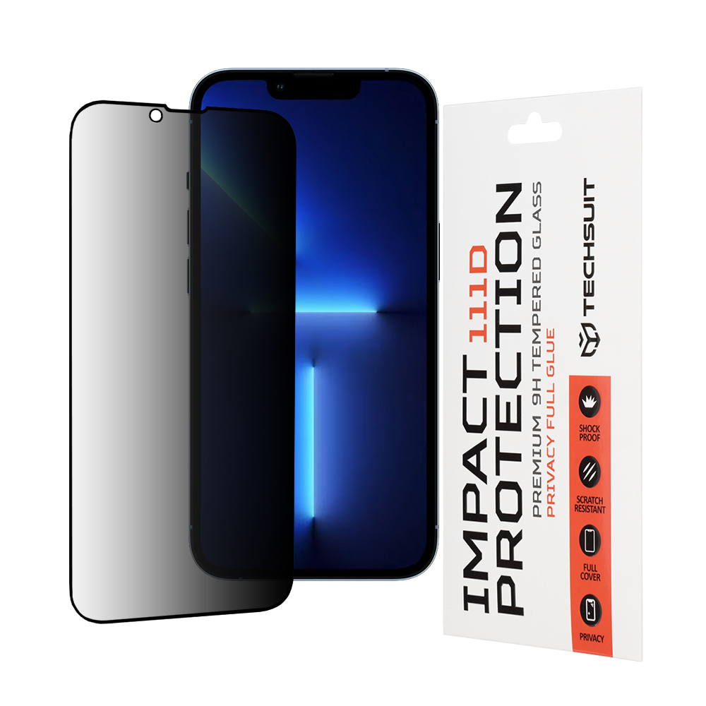 Калъф за iPhone 13 Pro Max / iPhone 14 Plus - Techsuit 111D Privacy Full Glue - Черен