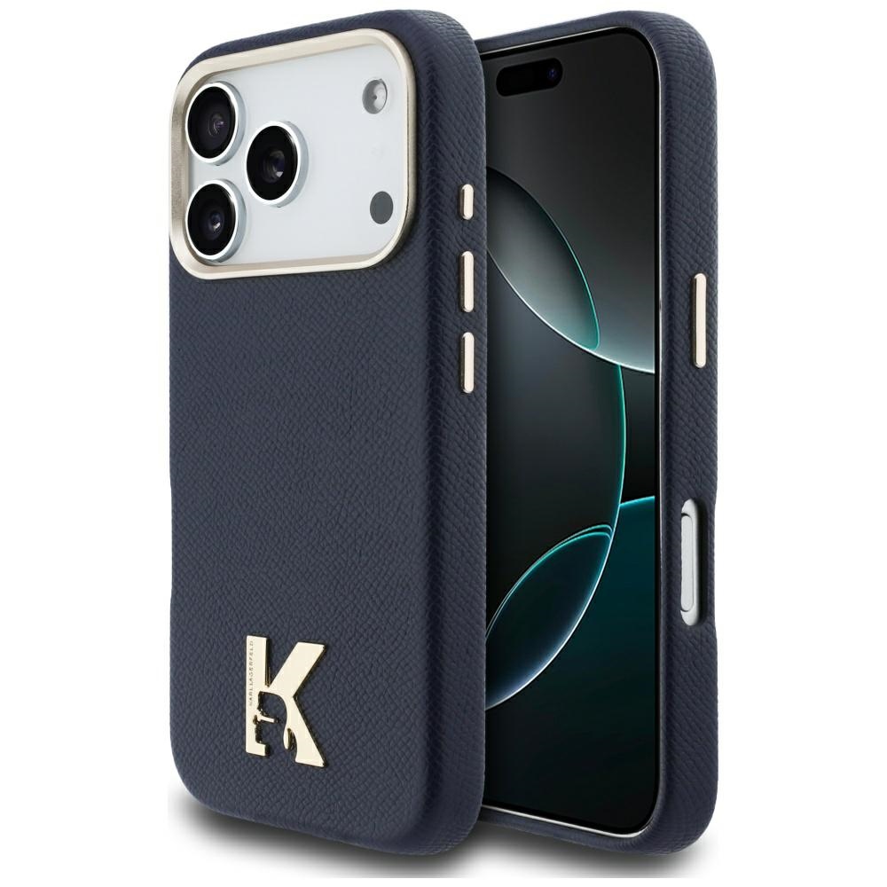 Калъф за IPhone 17 Pro Max - Karl Lagerfeld Hardcase Leather MagSafe (KLHMP17X5PGFKHGB) - Син