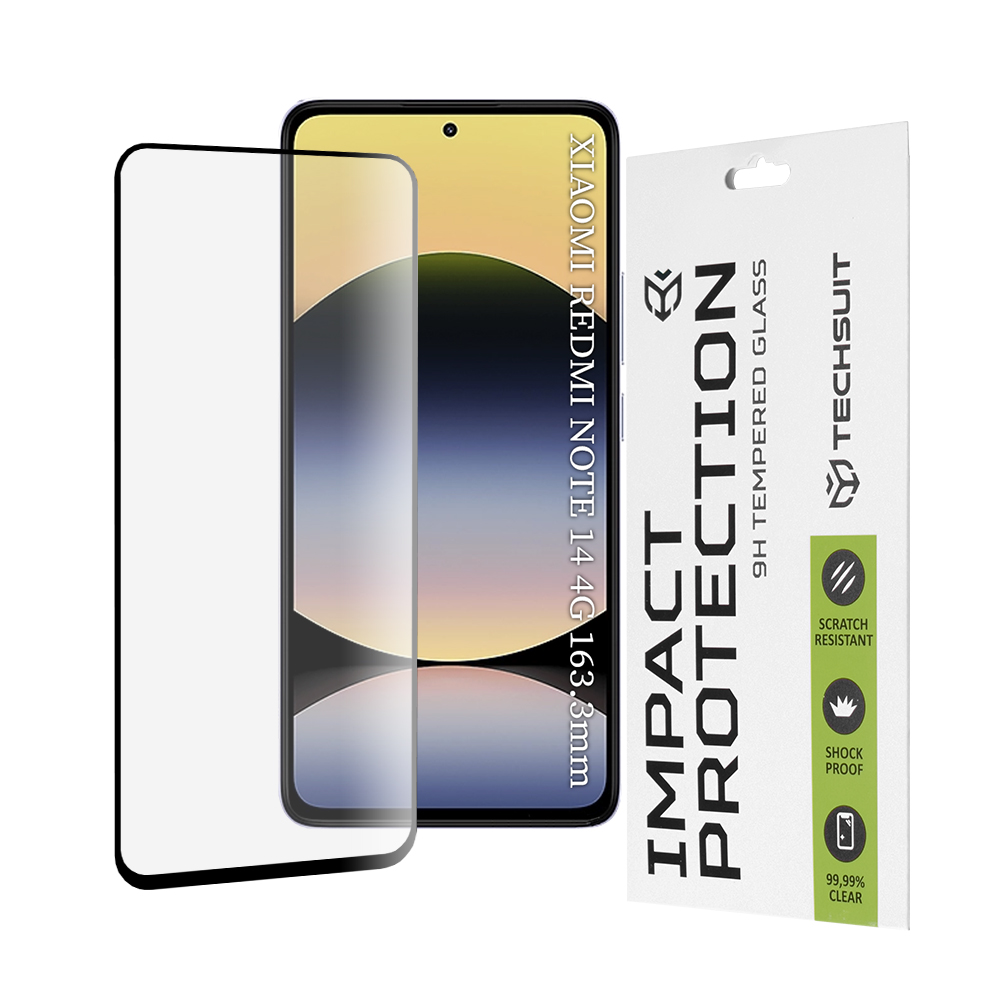 Калъф за Xiaomi Redmi Note 14 4G (регионален) / Redmi Note 14 5G - Techsuit 111D Full Cover / Full Glue Glass - Черен