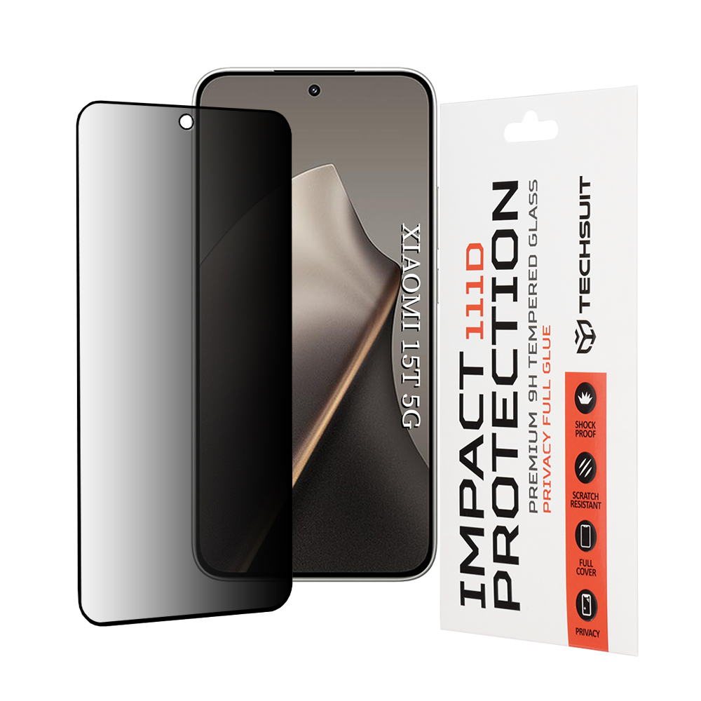 Калъф за Xiaomi 15T - Techsuit 111D Privacy Full Glue - Черен