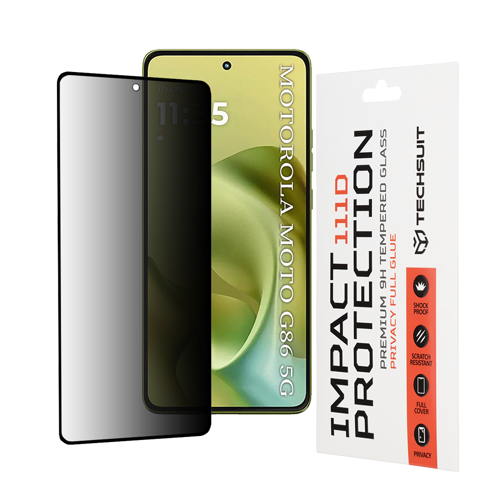 Капак за Motorola Moto G86 / Moto G86 Power - Techsuit 111D Privacy Full Glue - Черен