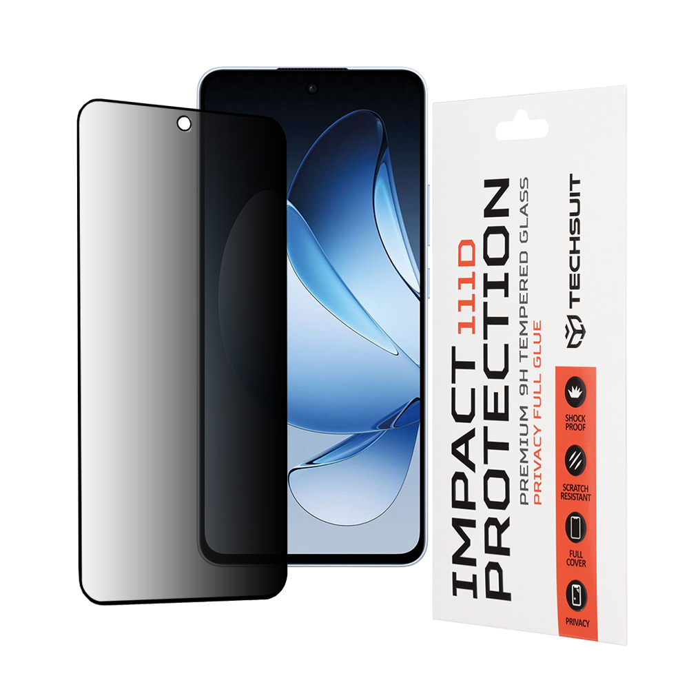 Фолио за Oppo Reno13 - Techsuit 111D Privacy Full Glue - черно