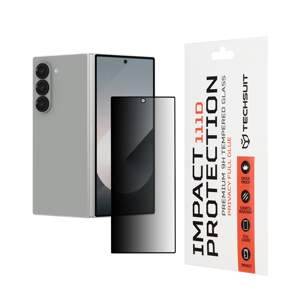 Капак за Samsung Galaxy Z Fold6 - Techsuit 111D Privacy Full Glue [външен екран] - Черен