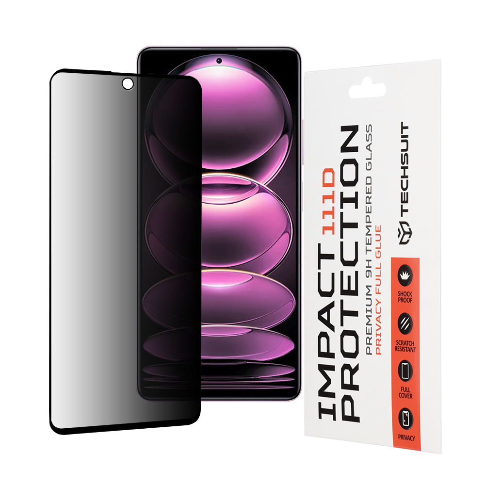 Капак за Xiaomi Redmi Note 12 Pro 5G / 12 Pro+ / Poco X5 Pro - Techsuit 111D Privacy Full Glue - Черен